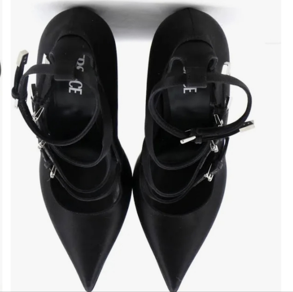 Versace Tempest Pointed Platform Pumps size EU 40 NEW Satin Black - Picture 4 of 7